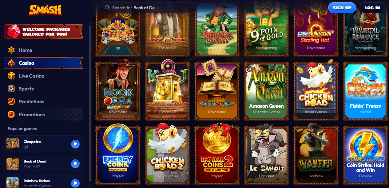 Popular casino games at international online casinos
