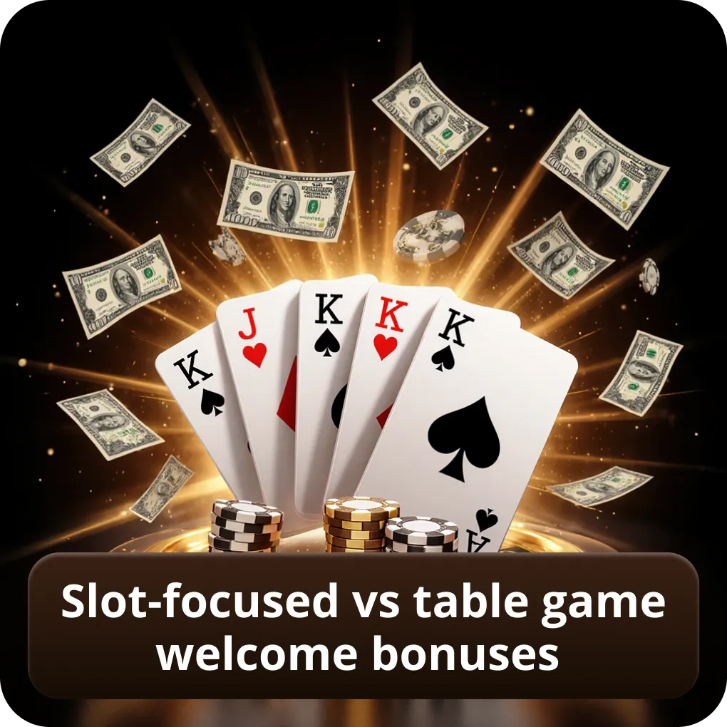 Slot-focused vs table game best casino welcome bonus UK 2026